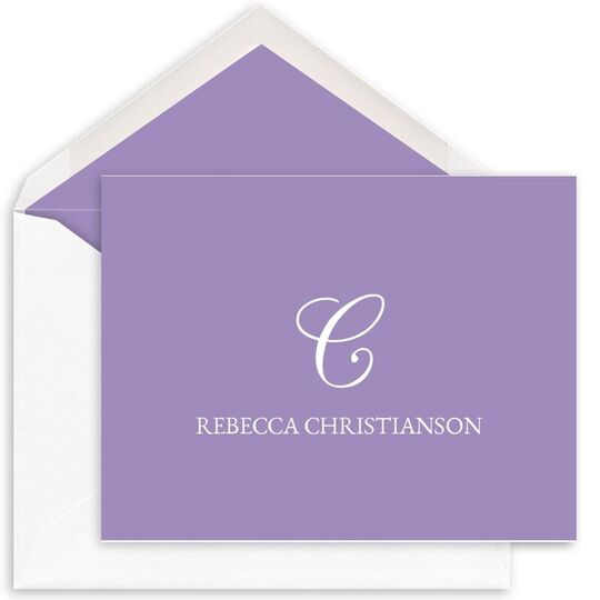 Colorful Script Initial Folded Note Cards